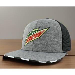 Mountain Dew Iconic Logo Gray Black Snapback Hat Cap New Fast Shipping